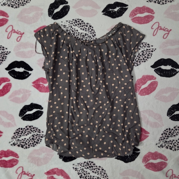 Elle Light Pink Heart Pattern Blouse / LC grey and cream polka dots - Picture 2 of 4